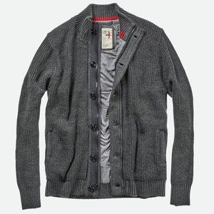 NWT Men's Relwen Wool Deck Cardigan / Large / Dark Grey Heather